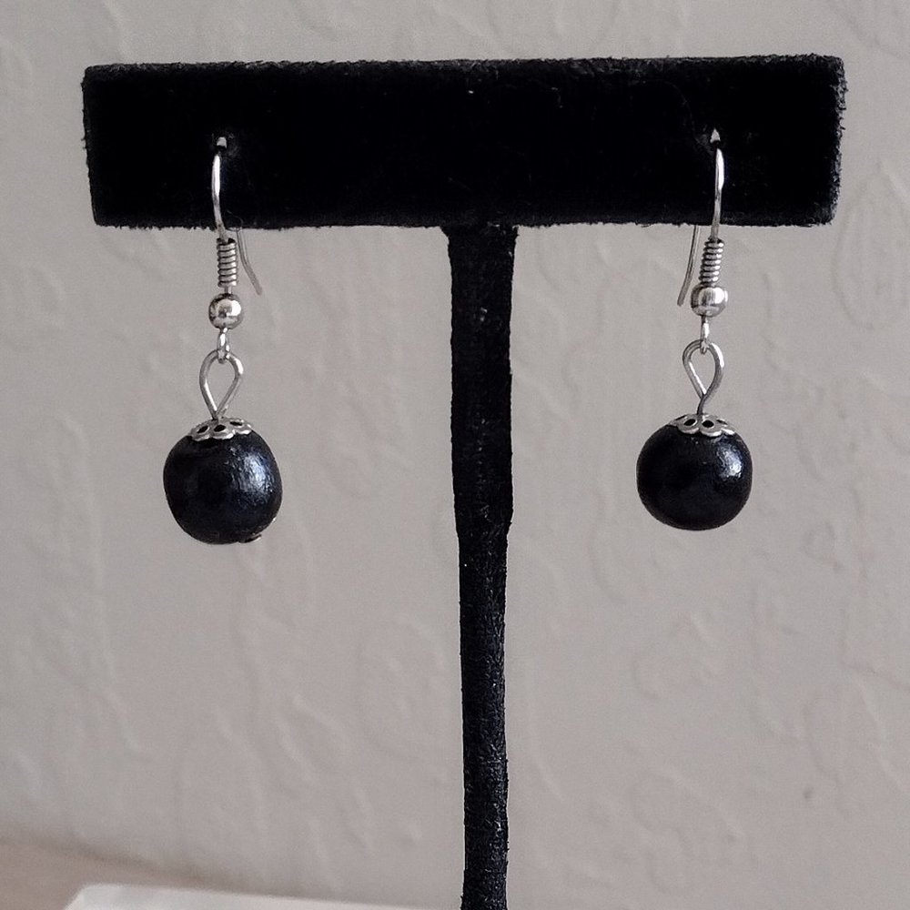Wooden Ball Drop Earrings